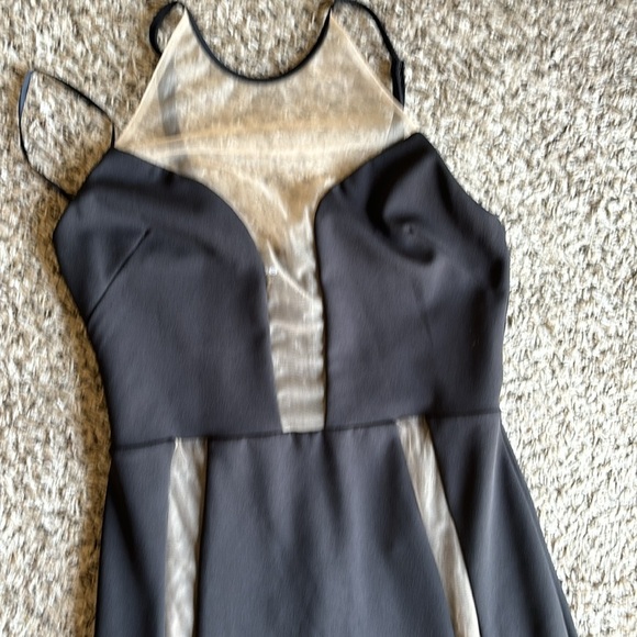 Bebe double split sheer bodice long slip gown cocktail Midi Dress size M - Picture 12 of 14